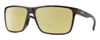 Profile View of Smith Optics Riptide Designer Polarized Reading Sunglasses with Custom Cut Powered Sun Flower Yellow Lenses in Matte Tortoise Havana Brown Gold Unisex Rectangle Full Rim Acetate 61 mm