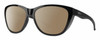 Profile View of Smith Optics Shoal Designer Polarized Sunglasses with Custom Cut Amber Brown Lenses in Gloss Black Unisex Oval Full Rim Acetate 58 mm