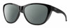 Profile View of Smith Optics Shoal Designer Polarized Sunglasses with Custom Cut Smoke Grey Lenses in Gloss Black Unisex Oval Full Rim Acetate 58 mm