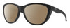 Profile View of Smith Optics Shoal Designer Polarized Reading Sunglasses with Custom Cut Powered Amber Brown Lenses in Matte Black Unisex Oval Full Rim Acetate 58 mm