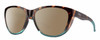 Profile View of Smith Optics Shoal Designer Polarized Sunglasses with Custom Cut Amber Brown Lenses in Opal Fade Tortoise Havana Brown Gold Blue Unisex Oval Full Rim Acetate 58 mm