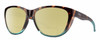 Profile View of Smith Optics Shoal Designer Polarized Reading Sunglasses with Custom Cut Powered Sun Flower Yellow Lenses in Opal Fade Tortoise Havana Brown Gold Blue Unisex Oval Full Rim Acetate 58 mm