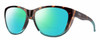 Profile View of Smith Optics Shoal Designer Polarized Reading Sunglasses with Custom Cut Powered Green Mirror Lenses in Opal Fade Tortoise Havana Brown Gold Blue Unisex Oval Full Rim Acetate 58 mm