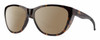 Profile View of Smith Optics Shoal Designer Polarized Reading Sunglasses with Custom Cut Powered Amber Brown Lenses in Tortoise Havana Brown Gold Unisex Oval Full Rim Acetate 58 mm