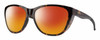 Profile View of Smith Optics Shoal Designer Polarized Sunglasses with Custom Cut Red Mirror Lenses in Tortoise Havana Brown Gold Unisex Oval Full Rim Acetate 58 mm
