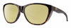 Profile View of Smith Optics Shoal Designer Polarized Reading Sunglasses with Custom Cut Powered Sun Flower Yellow Lenses in Tortoise Havana Brown Gold Unisex Oval Full Rim Acetate 58 mm