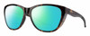 Profile View of Smith Optics Shoal Designer Polarized Reading Sunglasses with Custom Cut Powered Green Mirror Lenses in Tortoise Havana Brown Gold Unisex Oval Full Rim Acetate 58 mm