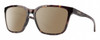 Profile View of Smith Optics Shoutout Designer Polarized Sunglasses with Custom Cut Amber Brown Lenses in Tortoise Havana Brown Gold Unisex Retro Full Rim Acetate 57 mm