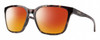 Profile View of Smith Optics Shoutout Designer Polarized Sunglasses with Custom Cut Red Mirror Lenses in Tortoise Havana Brown Gold Unisex Retro Full Rim Acetate 57 mm