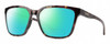 Profile View of Smith Optics Shoutout Designer Polarized Reading Sunglasses with Custom Cut Powered Green Mirror Lenses in Tortoise Havana Brown Gold Unisex Retro Full Rim Acetate 57 mm