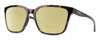 Profile View of Smith Optics Shoutout Designer Polarized Reading Sunglasses with Custom Cut Powered Sun Flower Yellow Lenses in Tortoise Havana Brown Gold Unisex Retro Full Rim Acetate 57 mm
