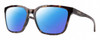 Profile View of Smith Optics Shoutout Designer Polarized Reading Sunglasses with Custom Cut Powered Blue Mirror Lenses in Tortoise Havana Brown Gold Unisex Retro Full Rim Acetate 57 mm