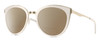 Profile View of Smith Optics Somerset Designer Polarized Reading Sunglasses with Custom Cut Powered Amber Brown Lenses in White Gold Ladies Cateye Full Rim Stainless Steel 53 mm