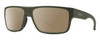 Profile View of Smith Optics Soundtrack Designer Polarized Sunglasses with Custom Cut Amber Brown Lenses in Matte Moss Green Unisex Rectangle Full Rim Acetate 61 mm