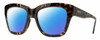 Profile View of Smith Optics Sway Designer Polarized Sunglasses with Custom Cut Blue Mirror Lenses in Alpine Tortoise Havana Matte Brown Gold Ladies Cateye Full Rim Acetate 52 mm