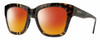 Profile View of Smith Optics Sway Designer Polarized Sunglasses with Custom Cut Red Mirror Lenses in Alpine Tortoise Havana Matte Brown Gold Ladies Cateye Full Rim Acetate 52 mm