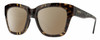 Profile View of Smith Optics Sway Designer Polarized Sunglasses with Custom Cut Amber Brown Lenses in Alpine Tortoise Havana Matte Brown Gold Ladies Cateye Full Rim Acetate 52 mm