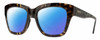 Profile View of Smith Optics Sway Designer Polarized Reading Sunglasses with Custom Cut Powered Blue Mirror Lenses in Alpine Tortoise Havana Matte Brown Gold Ladies Cateye Full Rim Acetate 52 mm