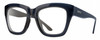 Profile View of Smith Optics Sway Designer Blue Light Blocking Eyeglasses in French Navy Crystal Dark Blue Ladies Cateye Full Rim Acetate 52 mm