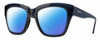 Profile View of Smith Optics Sway Designer Polarized Sunglasses with Custom Cut Blue Mirror Lenses in French Navy Crystal Dark Blue Ladies Cateye Full Rim Acetate 52 mm