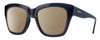 Profile View of Smith Optics Sway Designer Polarized Sunglasses with Custom Cut Amber Brown Lenses in French Navy Crystal Dark Blue Ladies Cateye Full Rim Acetate 52 mm