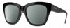 Profile View of Smith Optics Sway Designer Polarized Reading Sunglasses with Custom Cut Powered Smoke Grey Lenses in Gloss Black Ladies Cateye Full Rim Acetate 52 mm