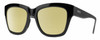 Profile View of Smith Optics Sway Designer Polarized Reading Sunglasses with Custom Cut Powered Sun Flower Yellow Lenses in Gloss Black Ladies Cateye Full Rim Acetate 52 mm