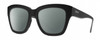 Profile View of Smith Optics Sway Designer Polarized Sunglasses with Custom Cut Smoke Grey Lenses in Matte Black Ladies Cateye Full Rim Acetate 52 mm