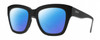 Profile View of Smith Optics Sway Designer Polarized Reading Sunglasses with Custom Cut Powered Blue Mirror Lenses in Matte Black Ladies Cateye Full Rim Acetate 52 mm