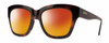 Profile View of Smith Optics Sway Designer Polarized Sunglasses with Custom Cut Red Mirror Lenses in Tortoise Havana Brown Gold Ladies Cateye Full Rim Acetate 52 mm