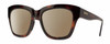 Profile View of Smith Optics Sway Designer Polarized Sunglasses with Custom Cut Amber Brown Lenses in Tortoise Havana Brown Gold Ladies Cateye Full Rim Acetate 52 mm