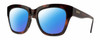 Profile View of Smith Optics Sway Designer Polarized Sunglasses with Custom Cut Blue Mirror Lenses in Tortoise Havana Brown Gold Ladies Cateye Full Rim Acetate 52 mm