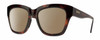 Profile View of Smith Optics Sway Designer Polarized Reading Sunglasses with Custom Cut Powered Amber Brown Lenses in Tortoise Havana Brown Gold Ladies Cateye Full Rim Acetate 52 mm