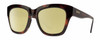 Profile View of Smith Optics Sway Designer Polarized Reading Sunglasses with Custom Cut Powered Sun Flower Yellow Lenses in Tortoise Havana Brown Gold Ladies Cateye Full Rim Acetate 52 mm