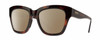 Profile View of Smith Optics Sway Designer Polarized Sunglasses with Custom Cut Amber Brown Lenses in Tortoise Havana Brown Gold Ladies Cateye Full Rim Acetate 52 mm
