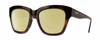 Profile View of Smith Optics Sway Designer Polarized Reading Sunglasses with Custom Cut Powered Sun Flower Yellow Lenses in Tortoise Havana Brown Gold Ladies Cateye Full Rim Acetate 52 mm
