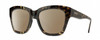Profile View of Smith Optics Sway Designer Polarized Sunglasses with Custom Cut Amber Brown Lenses in Vintage Tortoise Havana Brown Gold Ladies Cateye Full Rim Acetate 52 mm