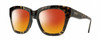 Profile View of Smith Optics Sway Designer Polarized Sunglasses with Custom Cut Red Mirror Lenses in Vintage Tortoise Havana Brown Gold Ladies Cateye Full Rim Acetate 52 mm