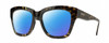 Profile View of Smith Optics Sway Designer Polarized Reading Sunglasses with Custom Cut Powered Blue Mirror Lenses in Vintage Tortoise Havana Brown Gold Ladies Cateye Full Rim Acetate 52 mm