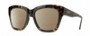 Profile View of Smith Optics Sway Designer Polarized Reading Sunglasses with Custom Cut Powered Amber Brown Lenses in Vintage Tortoise Havana Brown Gold Ladies Cateye Full Rim Acetate 52 mm
