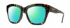 Profile View of Smith Optics Sway Designer Polarized Reading Sunglasses with Custom Cut Powered Green Mirror Lenses in Vintage Tortoise Havana Brown Gold Ladies Cateye Full Rim Acetate 52 mm