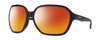 Profile View of Smith Optics Whitney Designer Polarized Sunglasses with Custom Cut Red Mirror Lenses in Matte Black Ladies Oversized Full Rim Acetate 61 mm