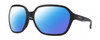 Profile View of Smith Optics Whitney Designer Polarized Sunglasses with Custom Cut Blue Mirror Lenses in Matte Black Ladies Oversized Full Rim Acetate 61 mm