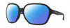 Profile View of Smith Optics Whitney Designer Polarized Reading Sunglasses with Custom Cut Powered Blue Mirror Lenses in Matte Black Ladies Oversized Full Rim Acetate 61 mm