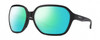 Profile View of Smith Optics Whitney Designer Polarized Reading Sunglasses with Custom Cut Powered Green Mirror Lenses in Matte Black Ladies Oversized Full Rim Acetate 61 mm