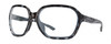 Profile View of Smith Optics Whitney Designer Blue Light Blocking Eyeglasses in Sky Tortoise Havana Blue Black Marble Ladies Oversized Full Rim Acetate 61 mm