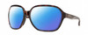Profile View of Smith Optics Whitney Designer Polarized Sunglasses with Custom Cut Blue Mirror Lenses in Tortoise Havana Brown Gold Ladies Oversized Full Rim Acetate 61 mm