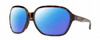 Profile View of Smith Optics Whitney Designer Polarized Reading Sunglasses with Custom Cut Powered Blue Mirror Lenses in Tortoise Havana Brown Gold Ladies Oversized Full Rim Acetate 61 mm