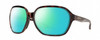 Profile View of Smith Optics Whitney Designer Polarized Reading Sunglasses with Custom Cut Powered Green Mirror Lenses in Tortoise Havana Brown Gold Ladies Oversized Full Rim Acetate 61 mm