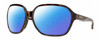 Profile View of Smith Optics Whitney Designer Polarized Sunglasses with Custom Cut Blue Mirror Lenses in Tortoise Havana Brown Gold Ladies Oversized Full Rim Acetate 61 mm